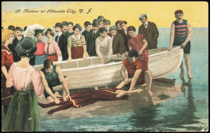 A Rescue at Atlantic City, Lifeboat and Crowd New Jersey