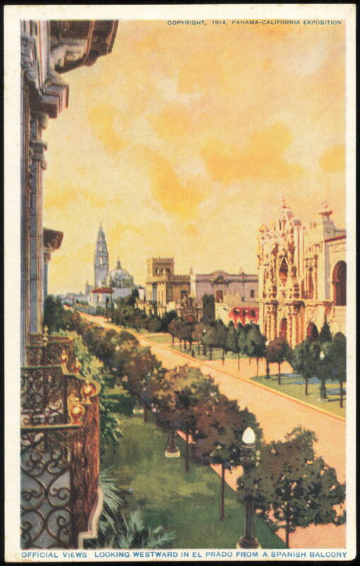 Looking Westward in El Prado from a Spanish Balcony San Diego California