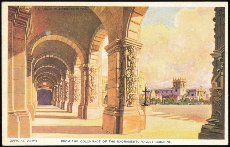 Colonnade of the Sacramento Valley Building San Diego California