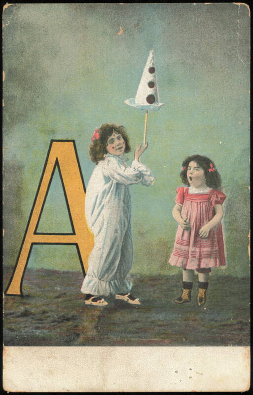 Alphabet Series Letter A with Pierrot Girl and Friend