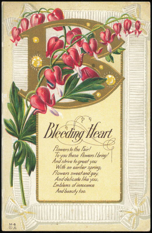 Bleeding Heart Flowers with Gold Letter B and Poem
