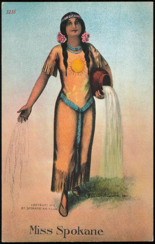 Miss Spokane Native American Style Illustration Washington