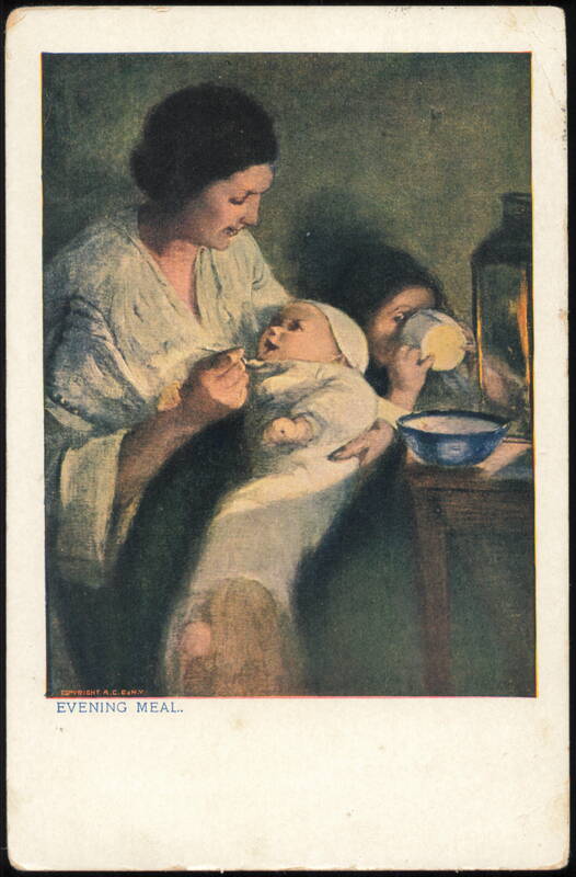 Evening Meal Mother Feeding Baby and Child Children