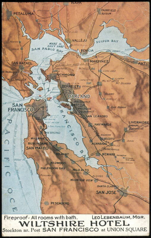 Wiltshire Hotel Advertising Map of San Francisco Bay Area California