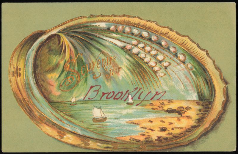 Souvenir from Brooklyn Abalone Shell Beach Scene New York