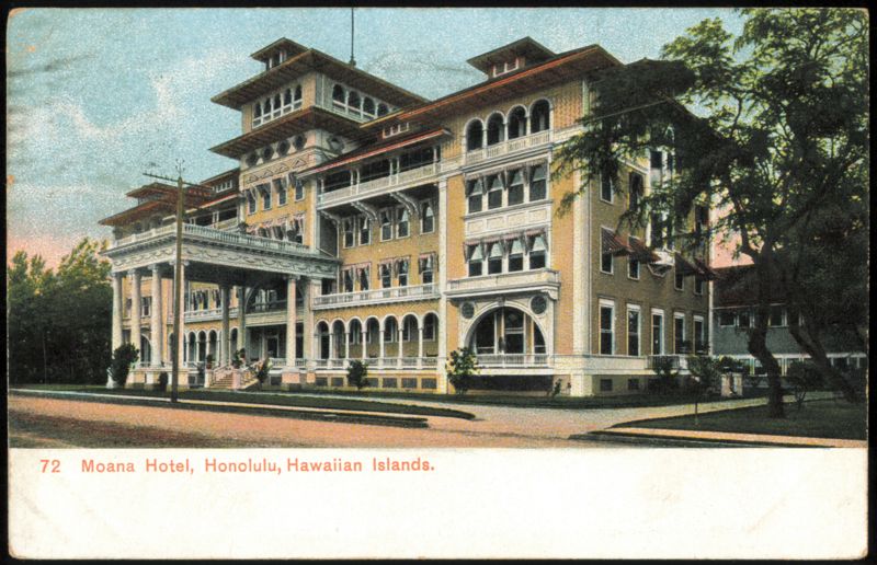 Moana Hotel with 1909 Message regarding Voyage from Japan Honolulu Hawaii