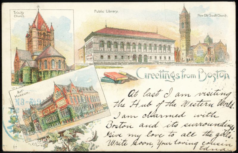 Multi-View Landmarks: Trinity Church, Library, Art Museum Boston Massachusetts