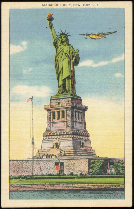 Statue of Liberty and Flying Boat Seaplane New York City