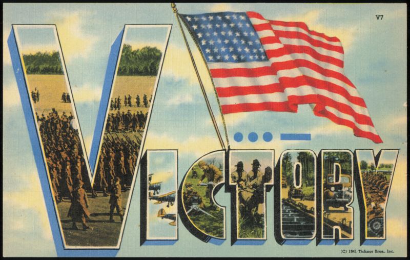 Victory Patriotic WWII Military Scenes & American Flag
