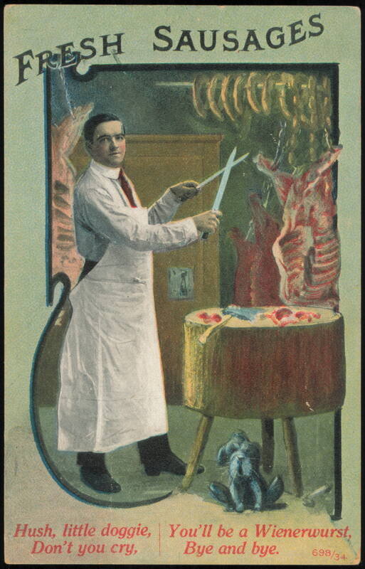 Fresh Sausages Butcher & Dog Wienerwurst Humor Comic, Funny