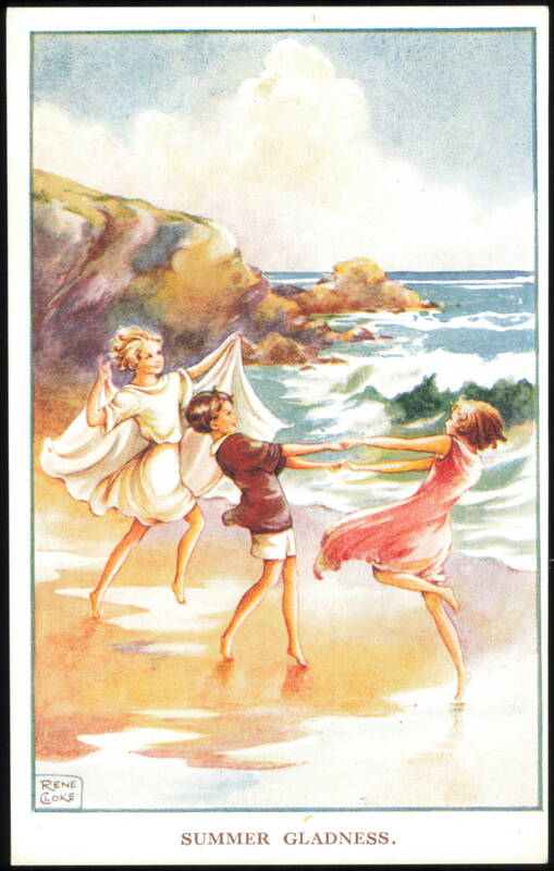 Summer Gladness Children Dancing on Beach by Rene Cloke