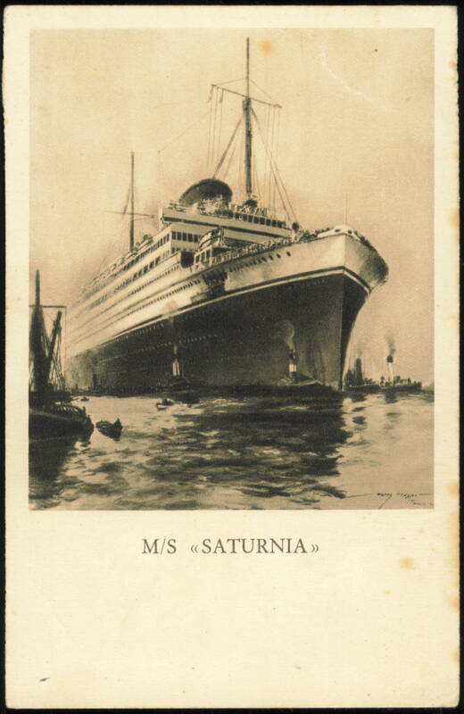 M/S Saturnia, Cosulich Line Trieste Italy Harry Hudson Rodmell