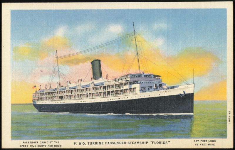 P. & O. Turbine Passenger Steamship Florida Jacksonville