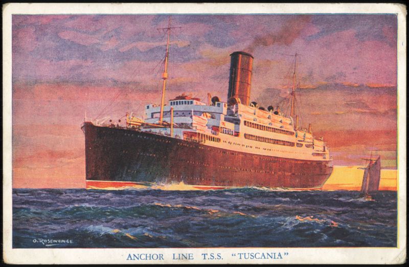 Anchor Line T.S.S. Tuscania Ocean Liner at Sea O. Rosenvinge