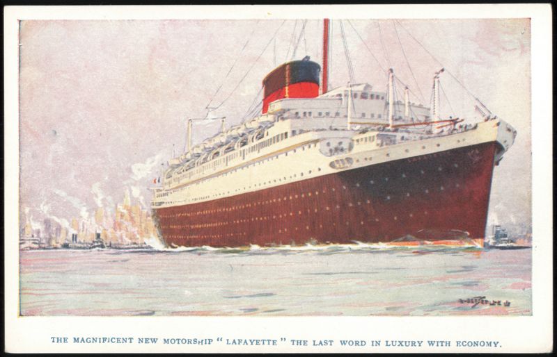 French Line Motorship Lafayette, One Class Cabin Flagship