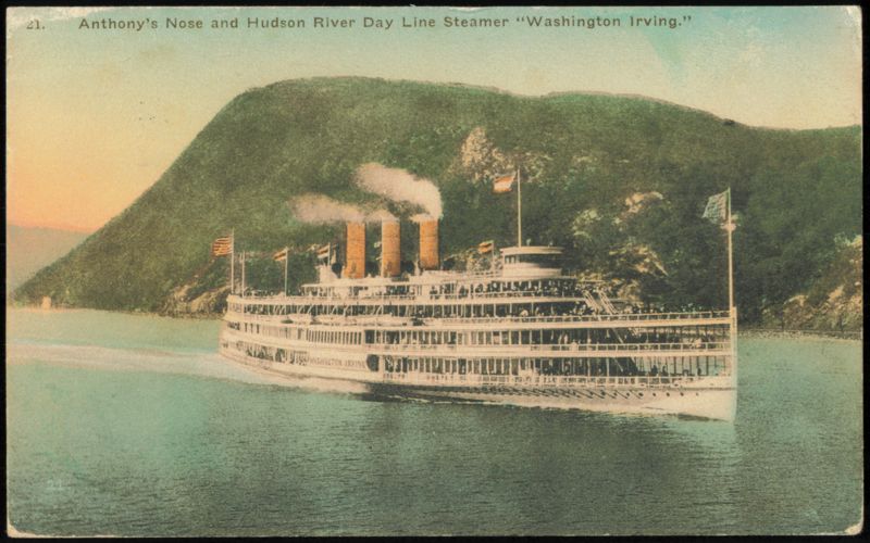 Anthony's Nose & Hudson River Steamer Washington Irving New York