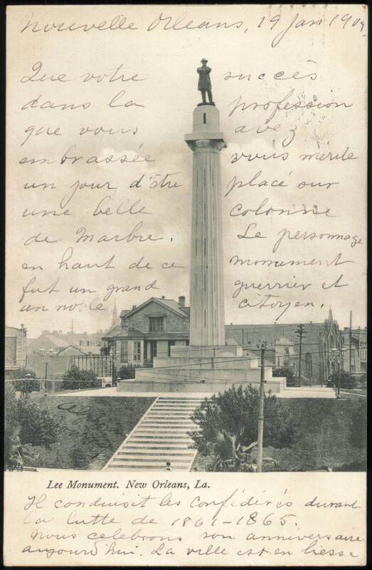 Lee Monument with Statue of Robert E. Lee & French Message New Orleans Louisiana
