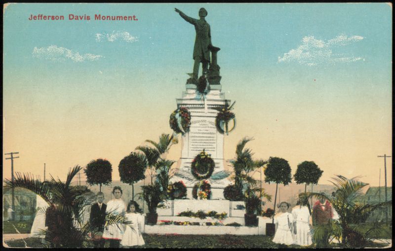 Jefferson Davis Monument with Wreaths and Children New Orleans Louisiana
