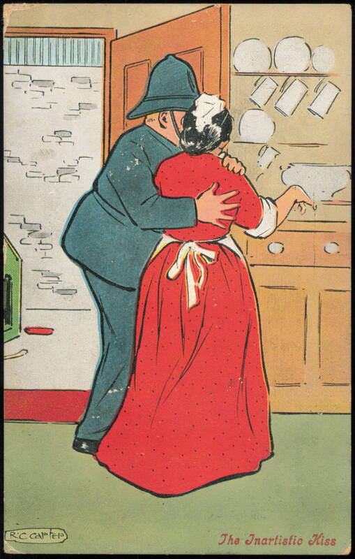 The Inartistic Kiss Comic Policeman and Maid, R.C. Carter