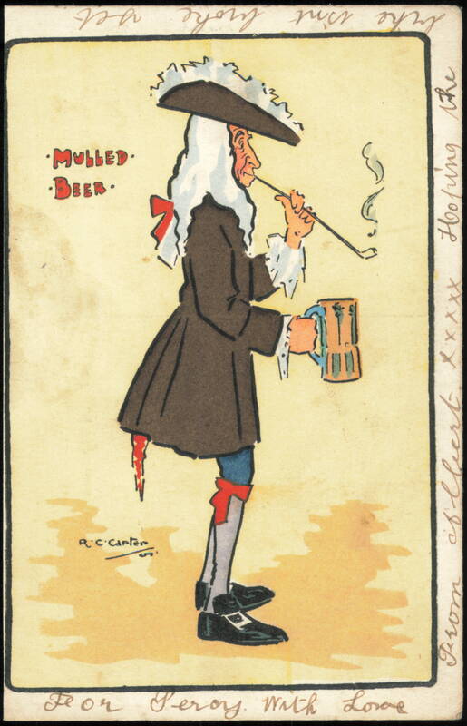 Mulled Beer, Man Smoking Pipe & Holding Mug by R.C. Carter