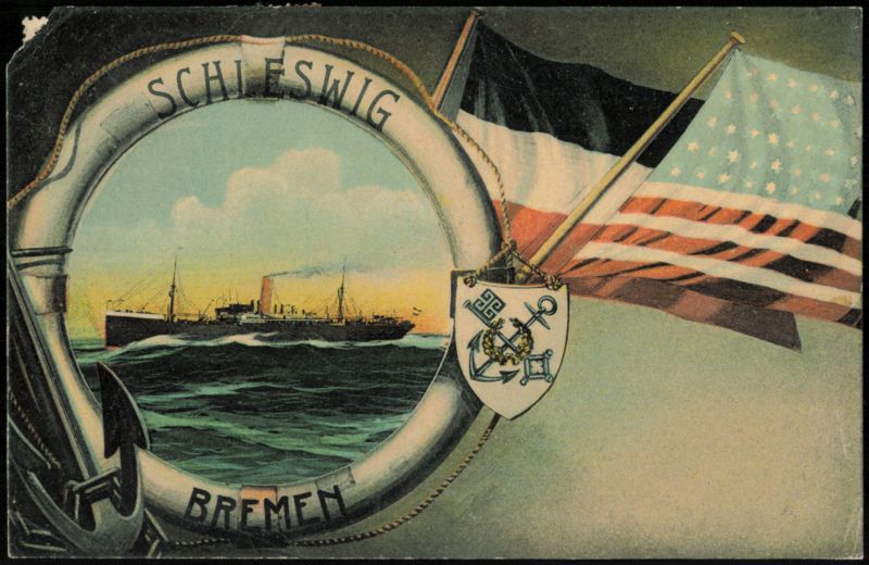 SS Schleswig Steamship, Norddeutscher Lloyd Line, Bremen Germany