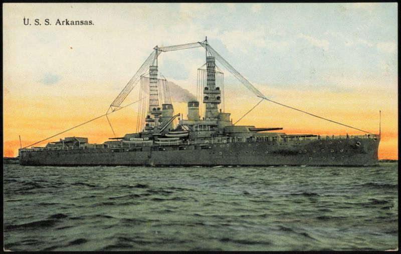 U.S.S. Arkansas (BB-33) Battleship at Sea Battleships