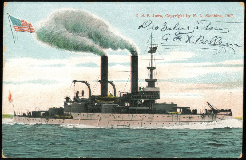 U.S.S. Iowa Battleship at Sea N.L. Stebbins Battleships