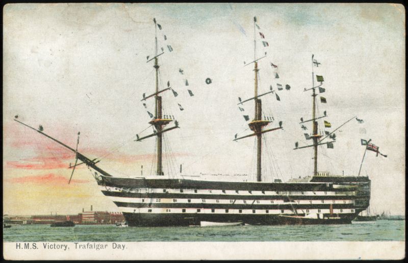 HMS Victory Decorated for Trafalgar Day Portsmouth United Kingdom