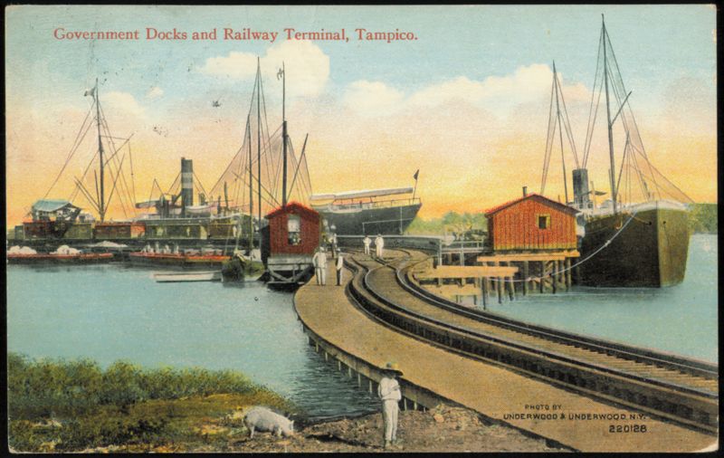 Government Docks & Railway Terminal, 1914 Refugee Site Tampico Mexico