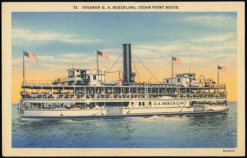 Steamer G. A. Boeckling, Cedar Point Route Sandusky Ohio