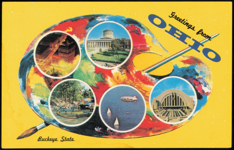 1963 Greetings from Ohio Buckeye State Multi-View Palette