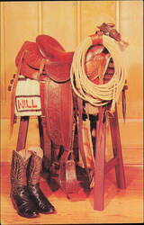 Will Rogers' Famous Cowboy Saddle by Garcia of Elko Postcard