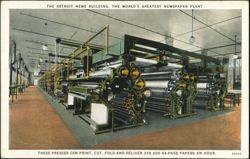 Detroit News Building Printing Presses & Newspaper Plant Postcard