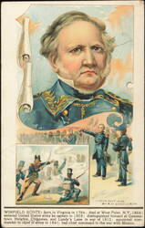Winfield Scott Biographical Portrait & Military Scenes Postcard