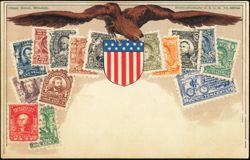US Postage Stamps with Eagle and Shield, Ottmar Zieher Postcard