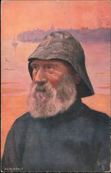 "An Old Salt" Fisherman Portrait, Hearts of Oak Series V Postcard
