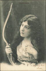 "Profils Grecs" Woman with Bow, A. Bergeret & Cie Nancy Postcard