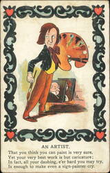 An Artist Humorous Satirical Vinegar Valentine Poem Postcard