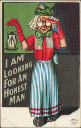 I Am Looking for an Honest Man Comic Diogenes Theme Postcard