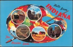 Artist's Palette with Five Indiana Landmarks Postcard