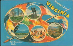 Artist's Palette Greetings from Virginia Landmarks Postcard