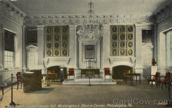 Main Room, Independence Hall, Washington's Chair in Center Philadelphia Pennsylvania