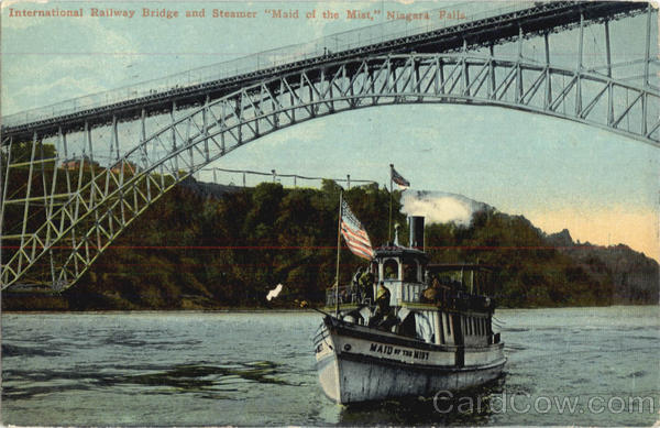 International Railway Bridge and Steamer Maid of the Mist Niagara Falls New York