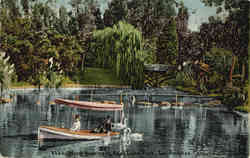 Motor Boating at East Lake Park Los Angeles, CA Postcard Postcard