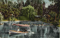 Motor Boating at East Lake Park Postcard