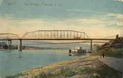 Twin Bridges Wheeling, WV Postcard Postcard
