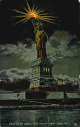 Statue of Liberty by Night New York City, NY Postcard Postcard