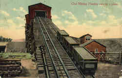 Coal Mining Hauling cars up a plane Postcard