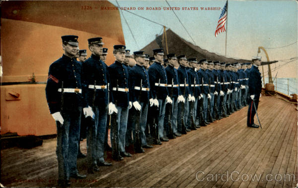Marine Guard On Board United States Warship Navy