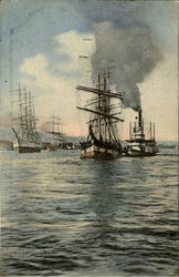 "Towing" on the Willamette River Postcard